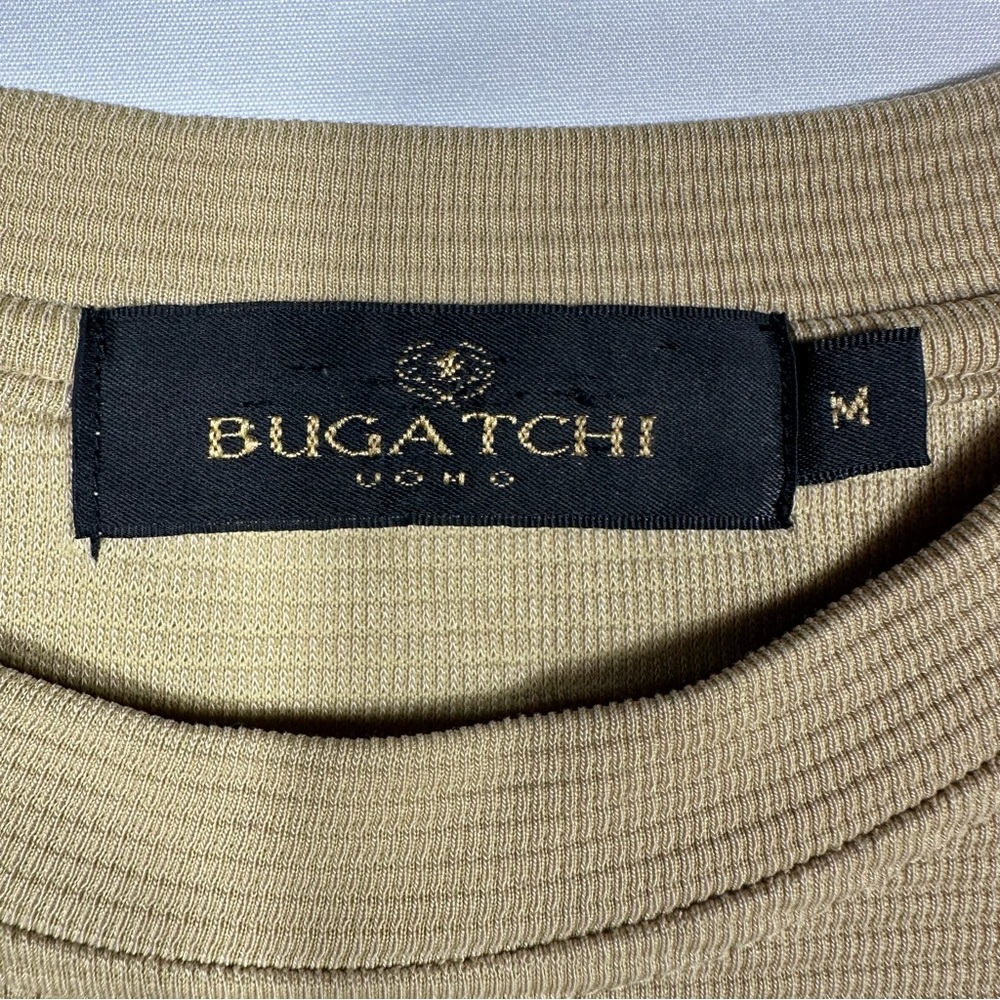Bugatchi Men's Beige Textured Long Sleeve Tee Size Medium - Picture 3 of 5
